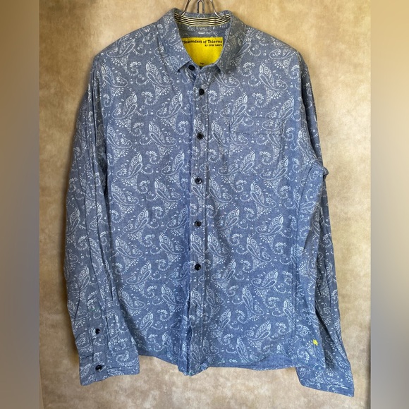 Descendant Of Thieves Other - Descendant of Thieves Dres Ladro Blue Paisley Casual Button Front Shirt Large
